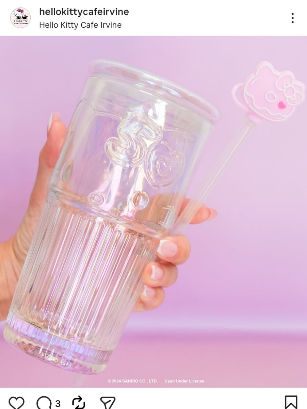 Hello Kitty Cafe Glass Tumbler - 50th Anniversary